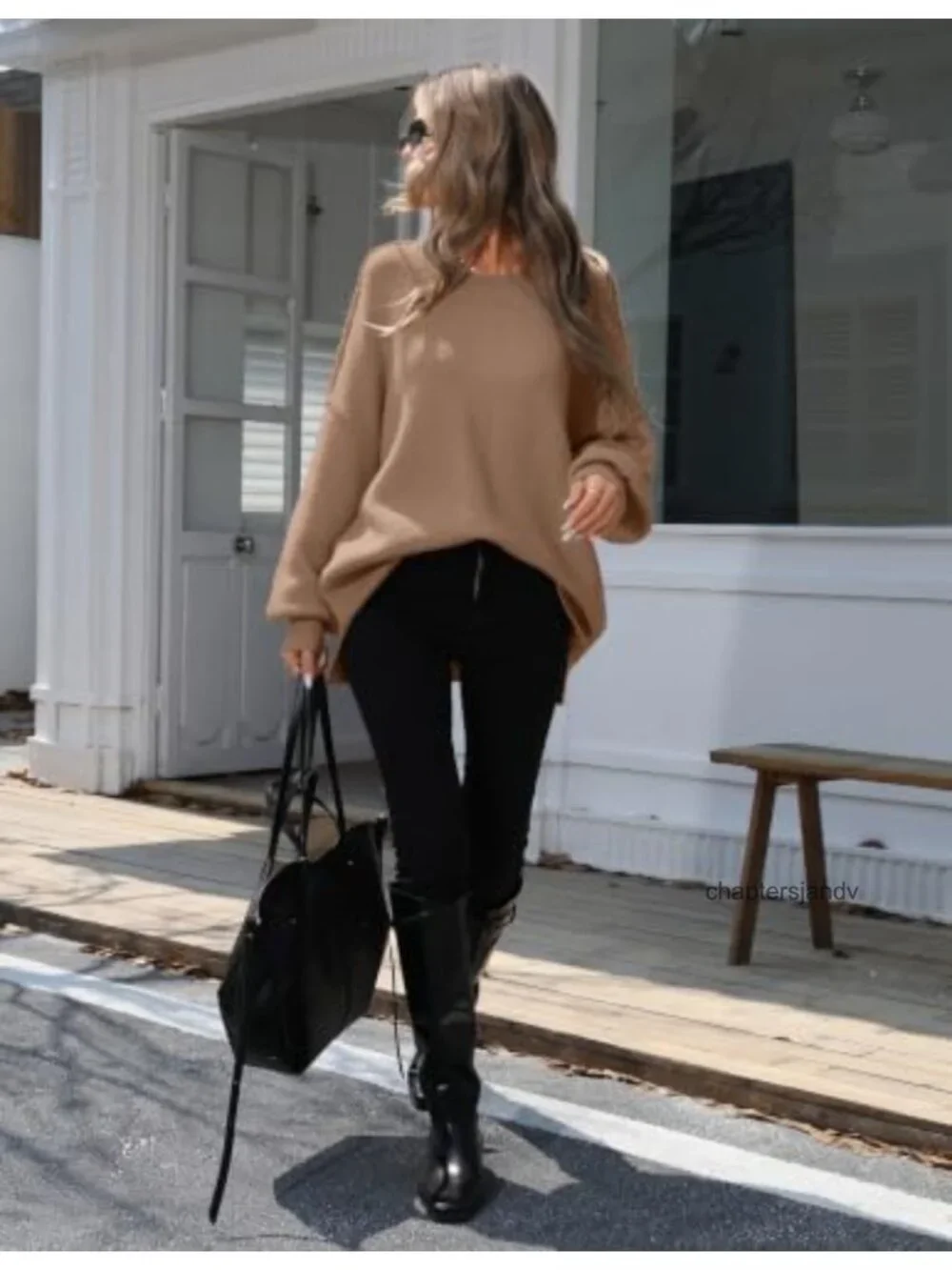 Oversized Batwing Sweater Acrylic Polyamide Pullover Knit Top